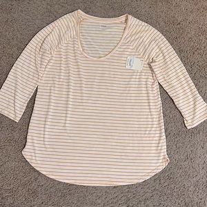 A.n.a yellow & white striped 3/4 sleeve top, size L NWT